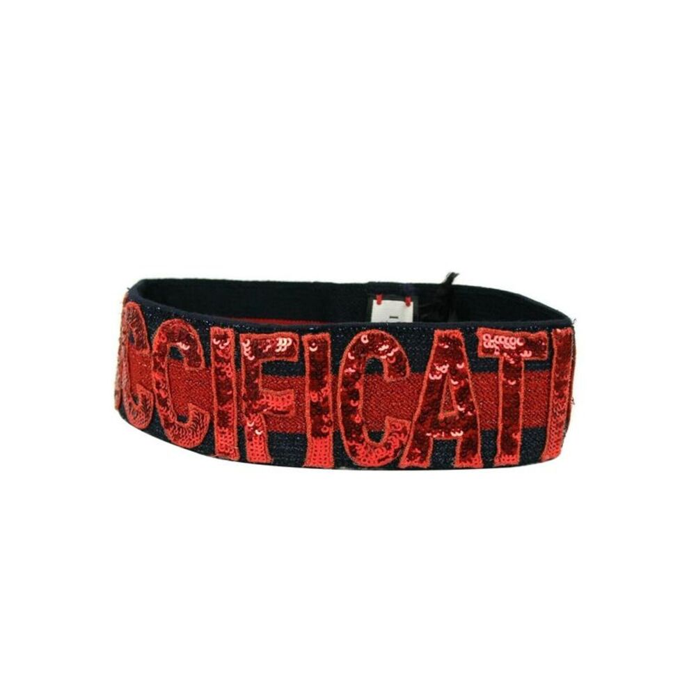 Gucci Women's Blue / Red Sequin Patches "GUCCIFICATION" Headband M / 57 - Picture 2 of 4
